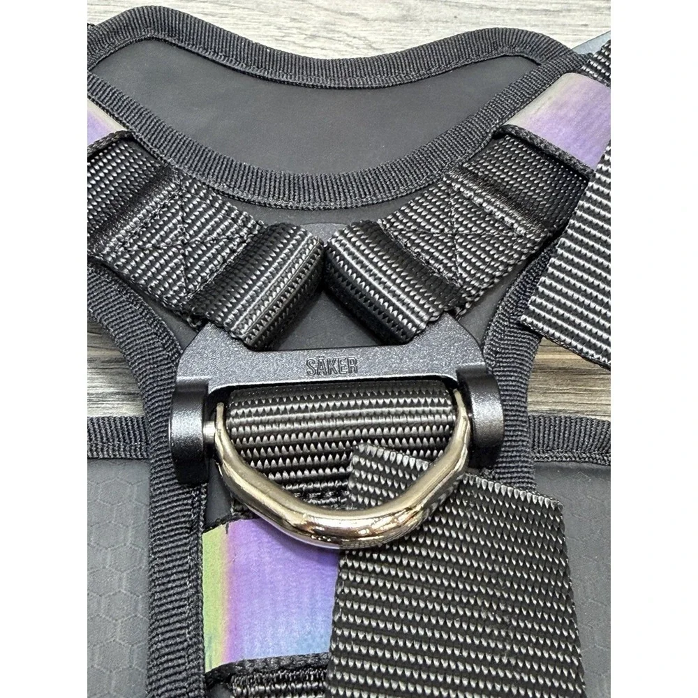 Saker Ascension Extended Dog Harness Black Sz Med/Large Rainbow Reflective NWT